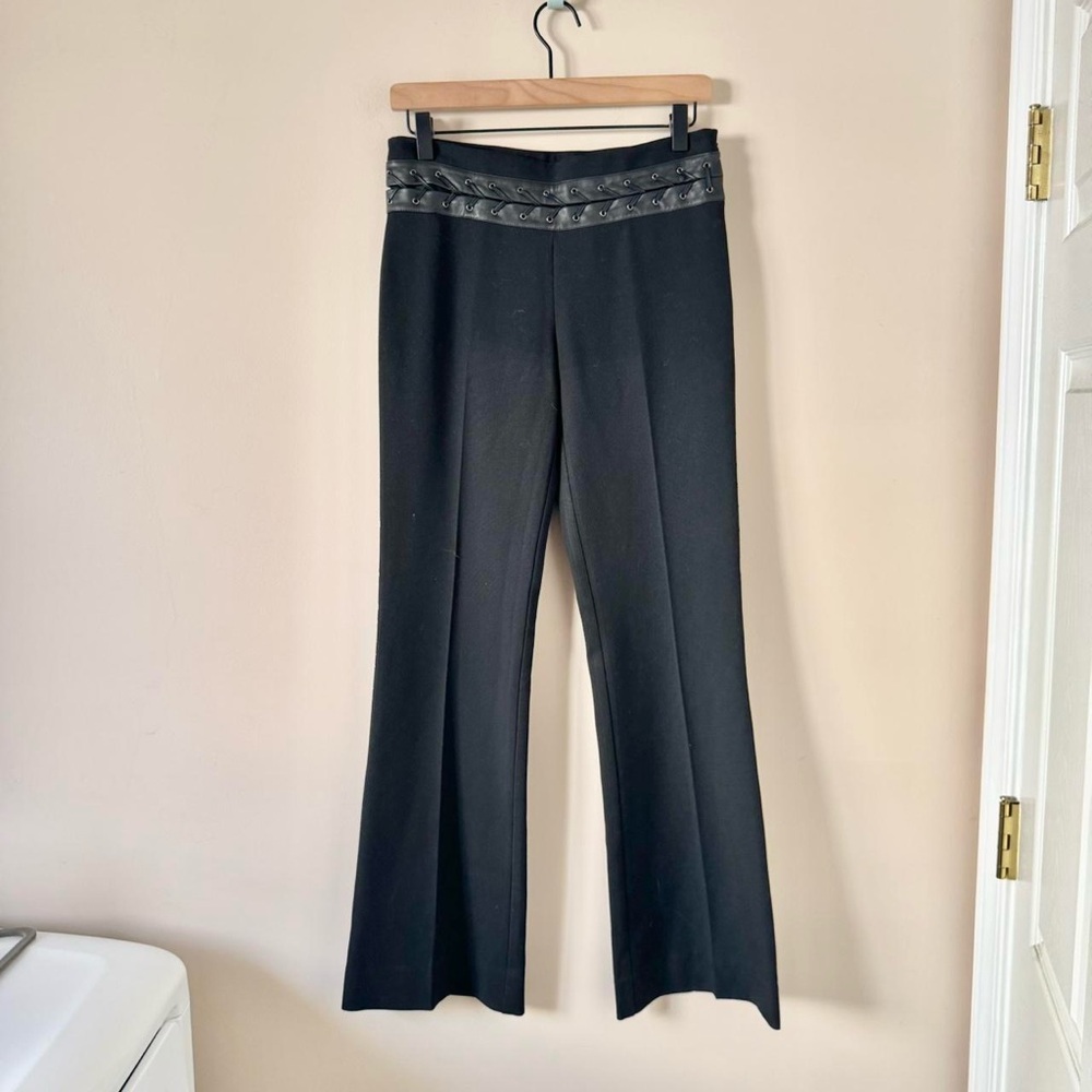 BCBG Max Azria Leather Braided Pant Low Rise Y2K Size 2